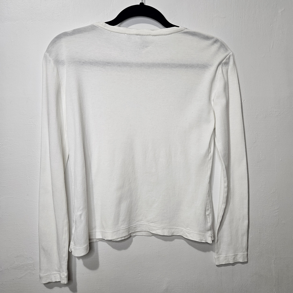 Loro Piana Long Sleeve Crop Tee Shirt White Size 42 US 6 - Picture 6 of 15